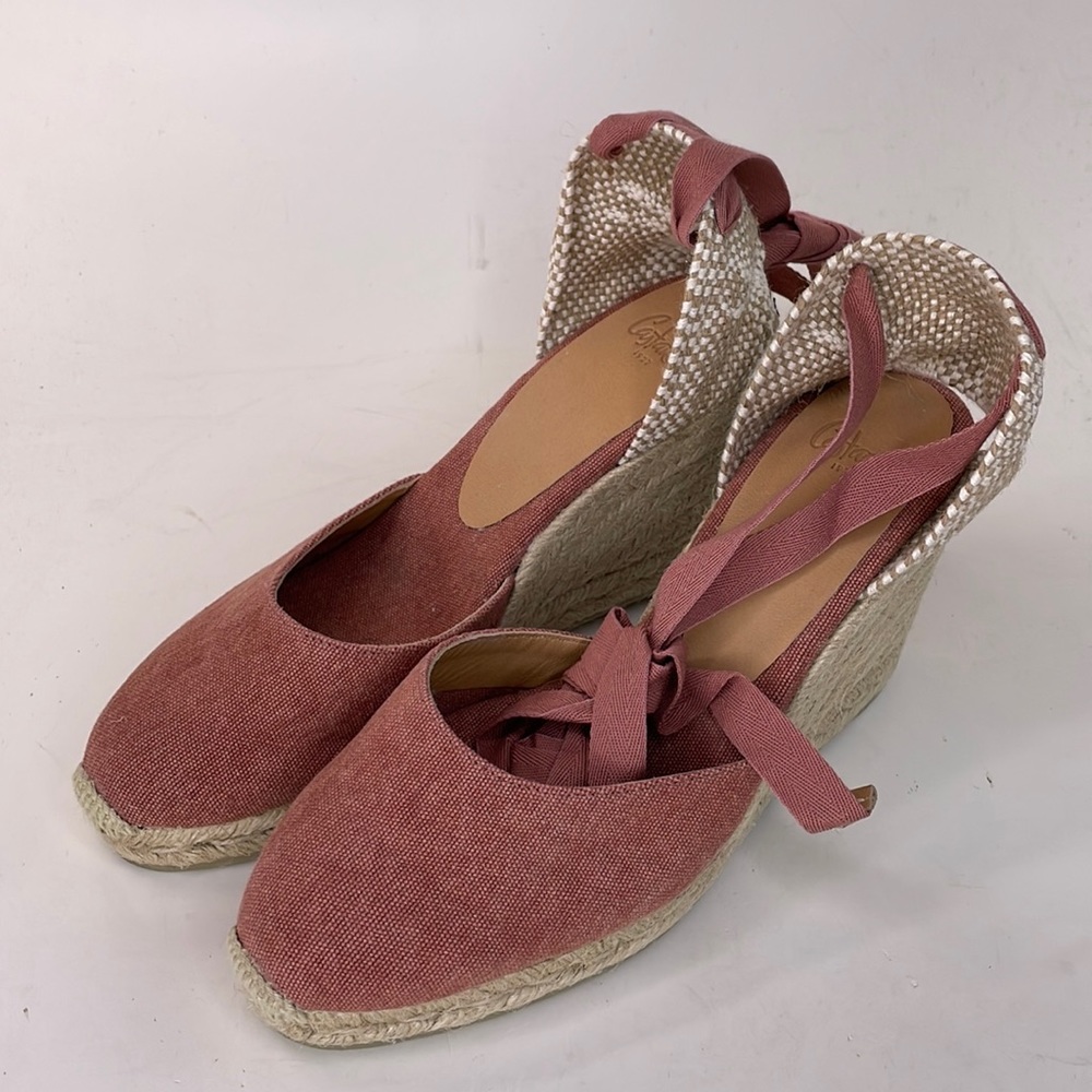 Castaner Carina Rosa Oscuro wedge strap heels size 7.5 EUC